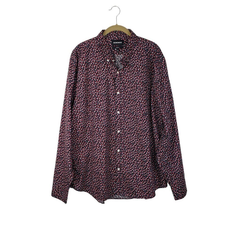 Bonobos Standard Fit Button Down Long Sleeve Shirt Black Pink Floral Cotton XXL
